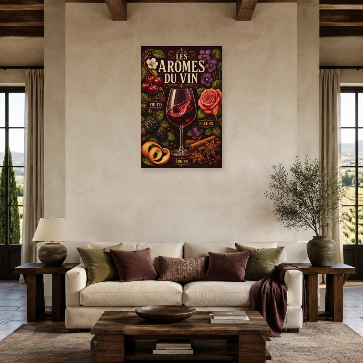 Affiche Les arômes du vin dans un salon - Art Virtuoso