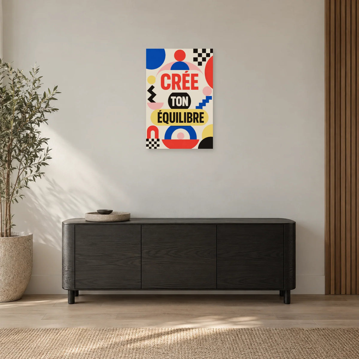 Affiche abstraite géométrique – Crée ton équilibre dans une entrée ou un couloir - Art Virtuoso