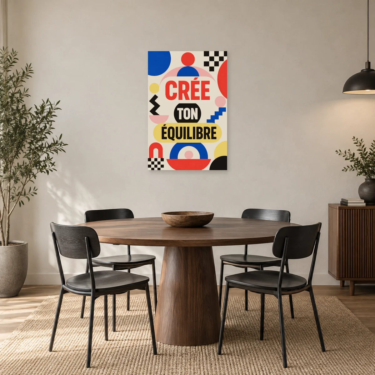 Affiche abstraite géométrique – Crée ton équilibre dans une salle à manger - Art Virtuoso