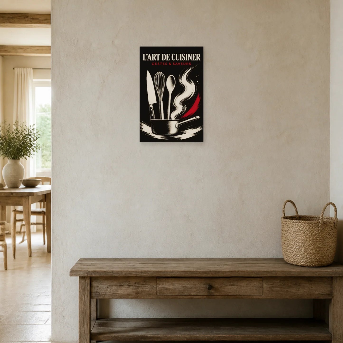 Affiche L’Art de Cuisiner – Gestes & Saveurs dans une entrée ou un couloir - Art Virtuoso