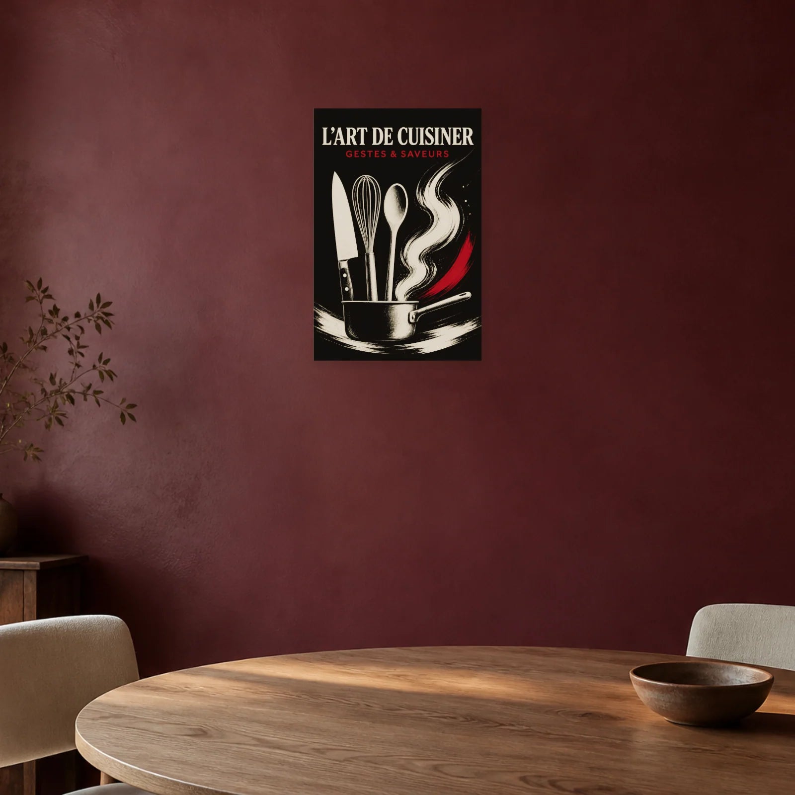Affiche L’Art de Cuisiner – Gestes & Saveurs dans une salle à manger - Art Virtuoso