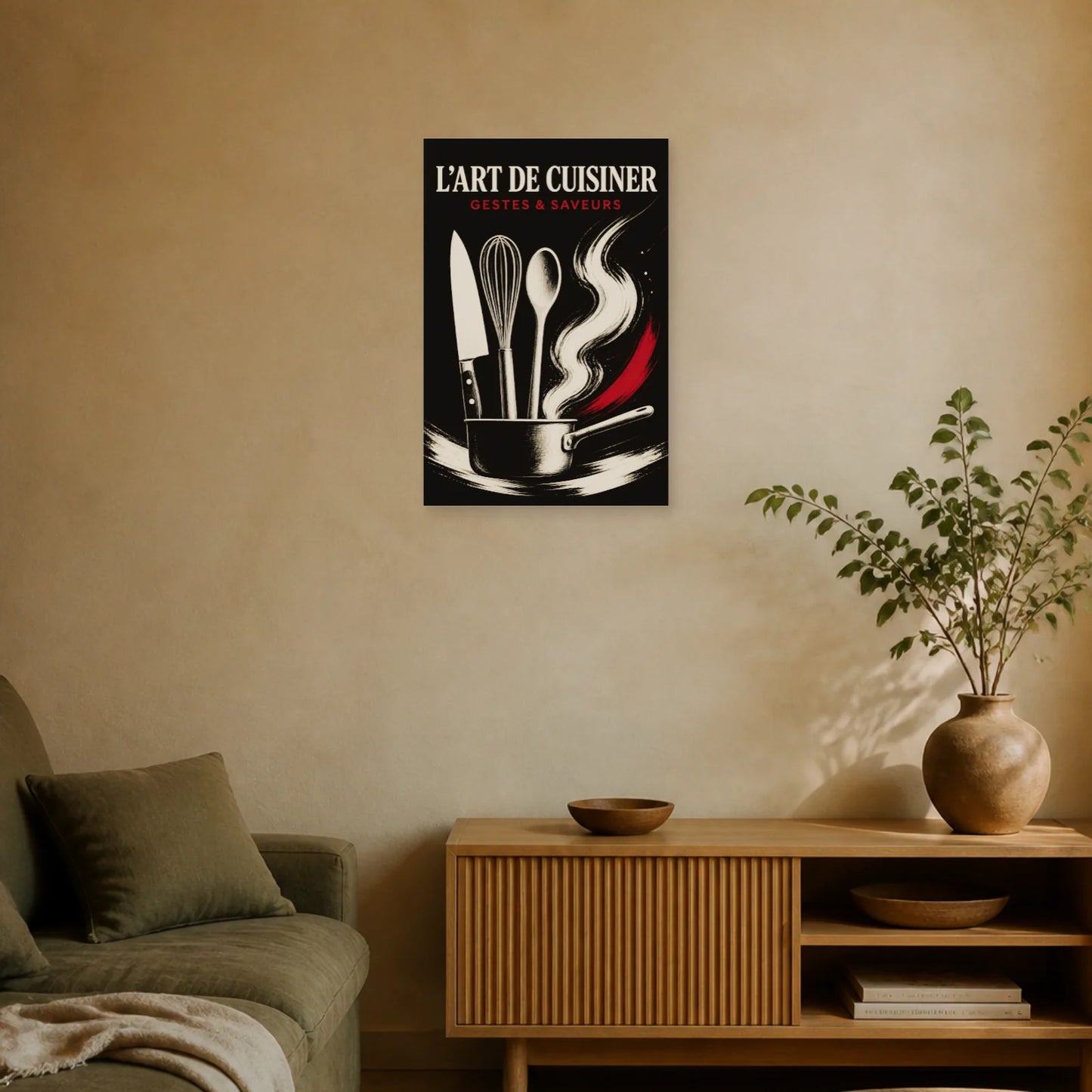 Affiche L’Art de Cuisiner – Gestes & Saveurs dans un salon - Art Virtuoso