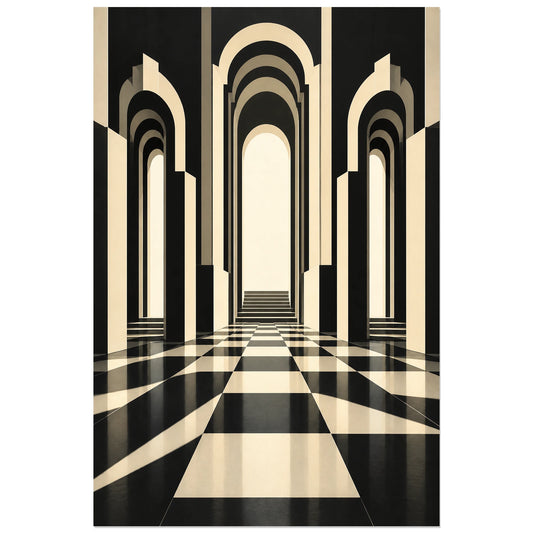 Affiche 30 × 45 cm : arcades répétées de part et d'autre d'une perspective centrale
