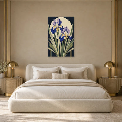 Affiche Art déco - Iris cobalt et or dans une chambre - Art Virtuoso