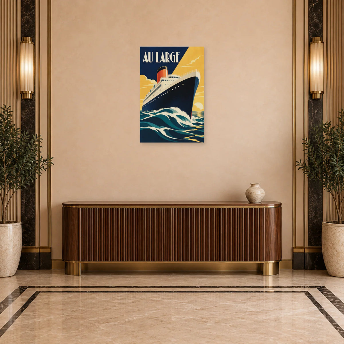 Affiche Art déco - Paquebot au large dans une entrée ou un couloir - Art Virtuoso