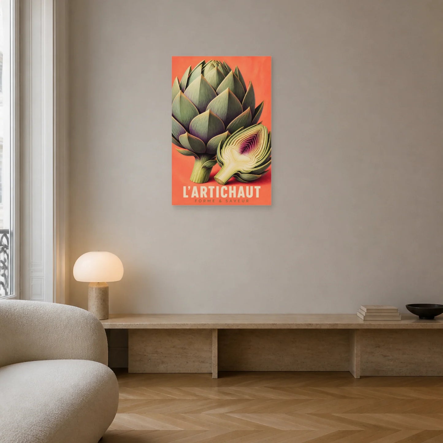 Affiche L’Artichaut – Forme & Saveur dans un salon - Art Virtuoso