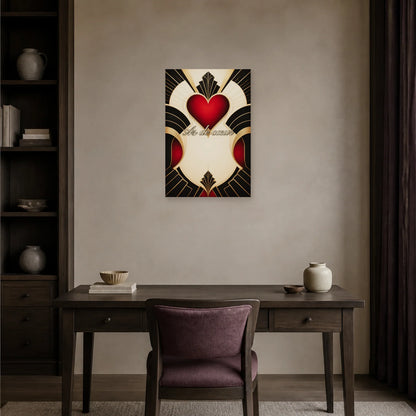 Affiche As de cœur - Carte Art déco dans un bureau - Art Virtuoso