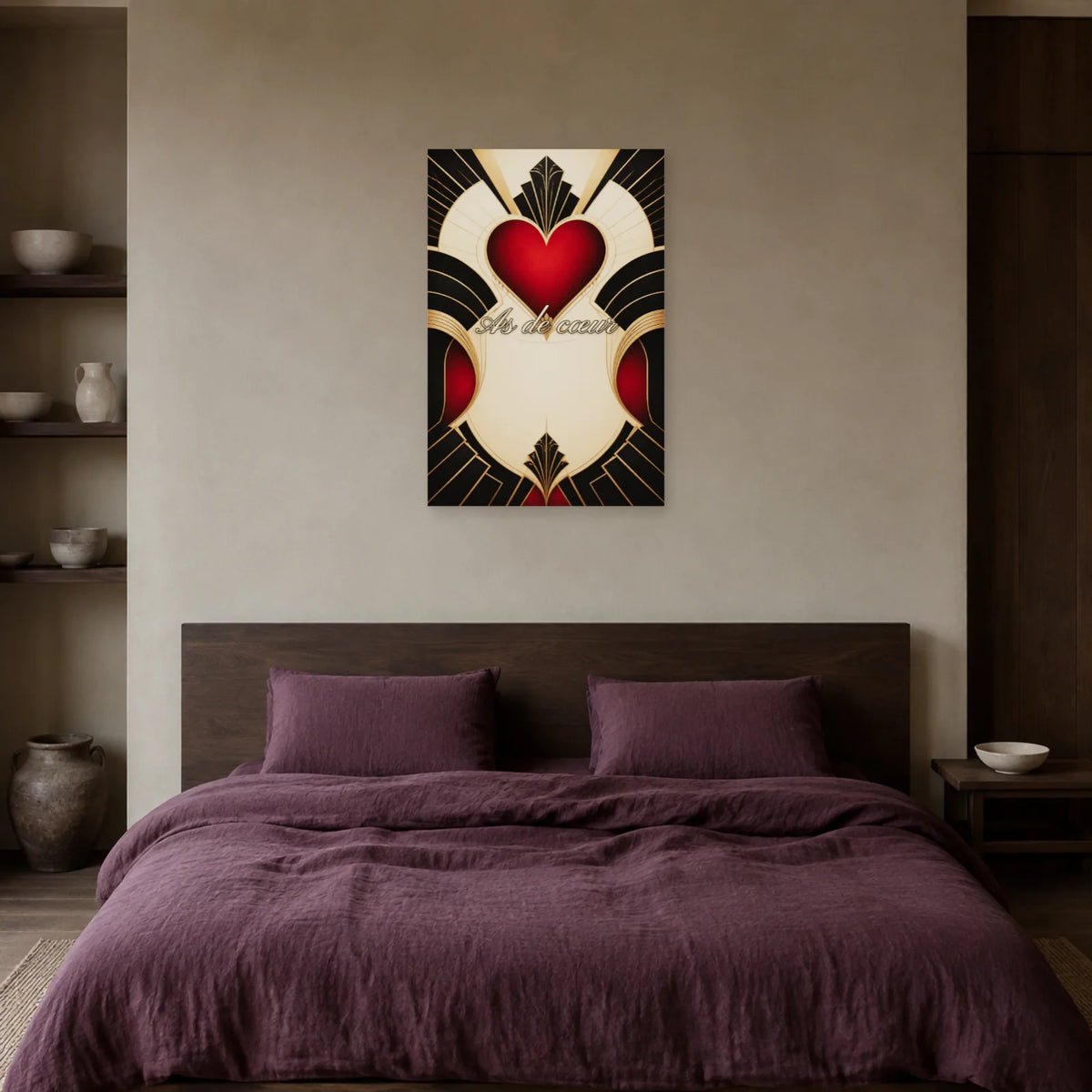 Affiche As de cœur - Carte Art déco dans une chambre - Art Virtuoso