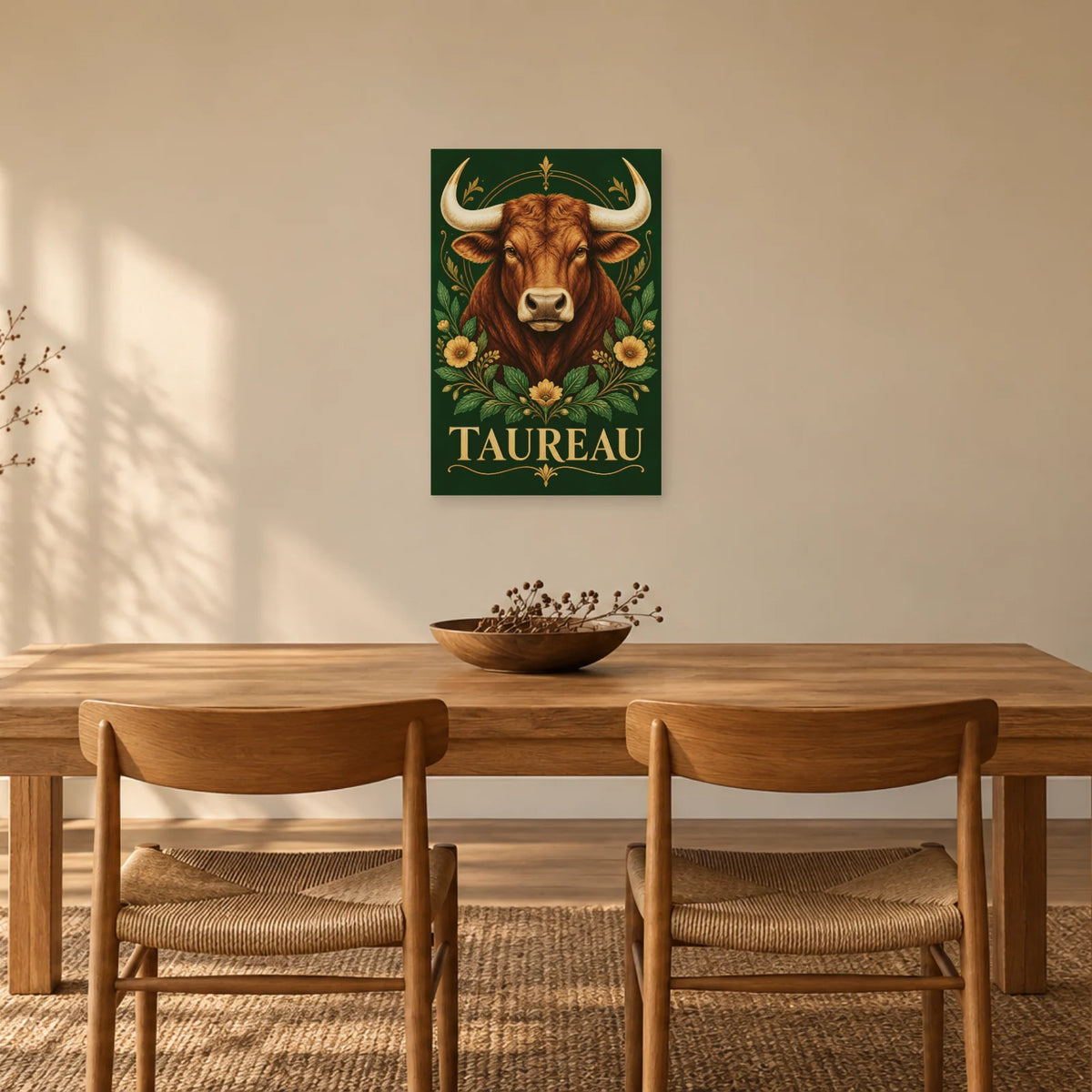 Affiche Astrologique Taureau - Ornement céleste dans une salle à manger - Art Virtuoso