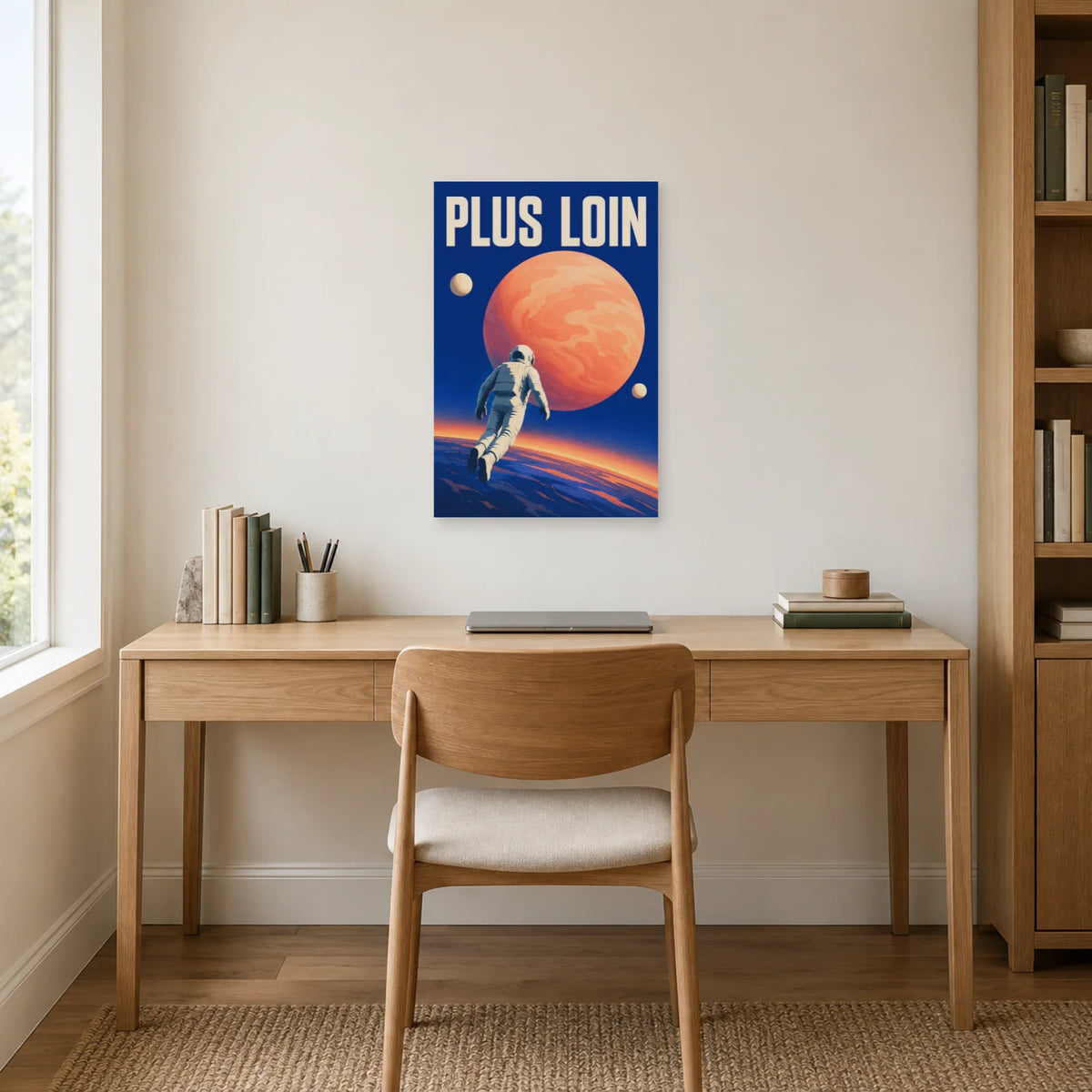 Affiche Astronaute – Plus loin dans un bureau - Art Virtuoso
