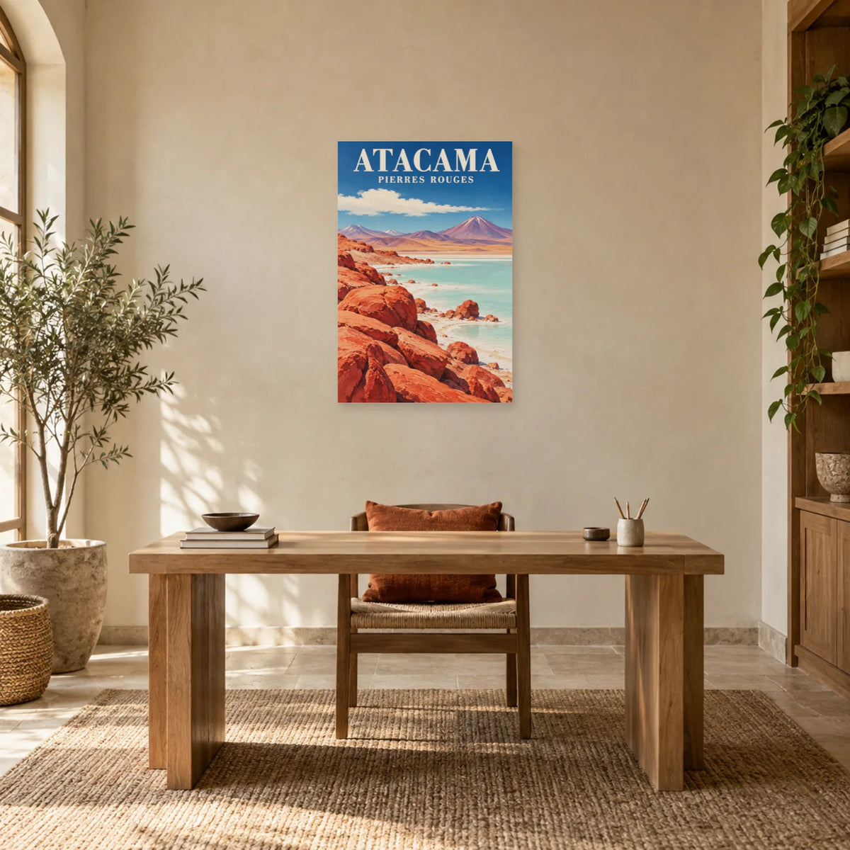 Affiche Atacama – Pierres rouges et lagune dans un bureau - Art Virtuoso