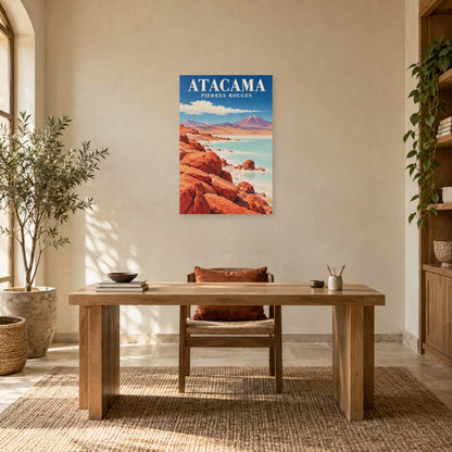 Affiche Atacama – Pierres rouges et lagune dans un bureau - Art Virtuoso