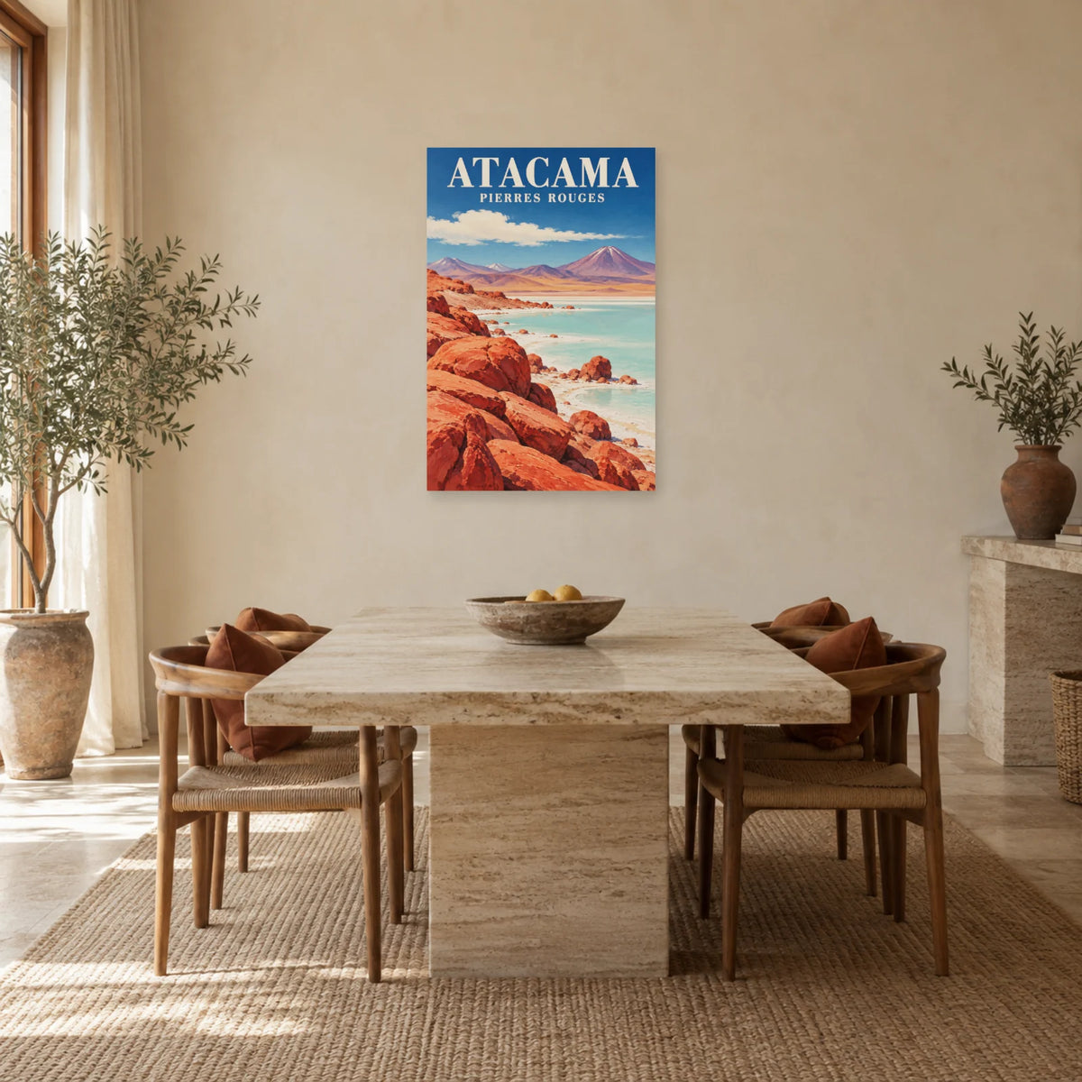 Affiche Atacama – Pierres rouges et lagune dans une salle à manger - Art Virtuoso