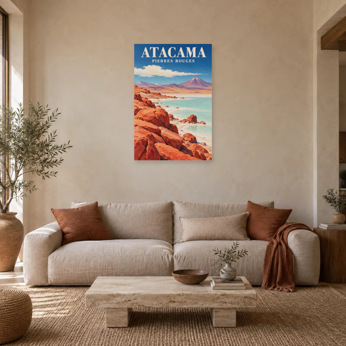 Affiche Atacama – Pierres rouges et lagune dans un salon - Art Virtuoso