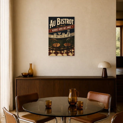 Affiche Au Bistrot – Rendez-Vous des Amis dans une salle à manger - Art Virtuoso
