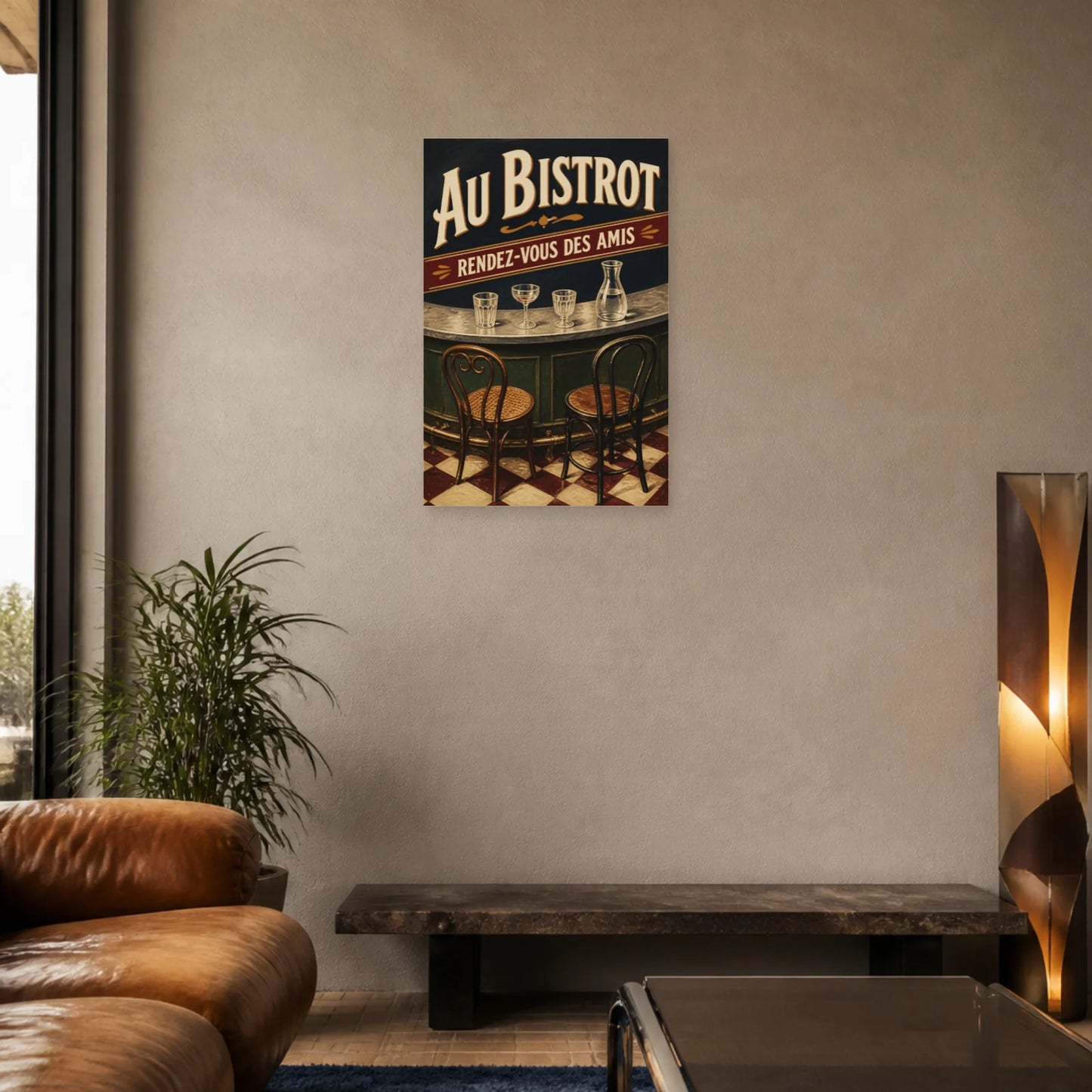 Affiche Au Bistrot – Rendez-Vous des Amis dans un salon - Art Virtuoso