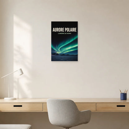 Affiche Aurore Polaire – Lumière du Nord dans un bureau - Art Virtuoso