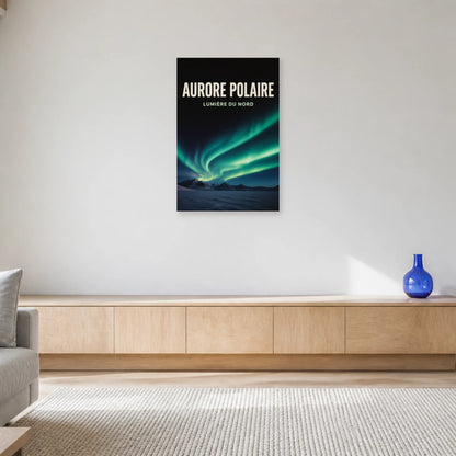 Affiche Aurore Polaire – Lumière du Nord dans un salon - Art Virtuoso