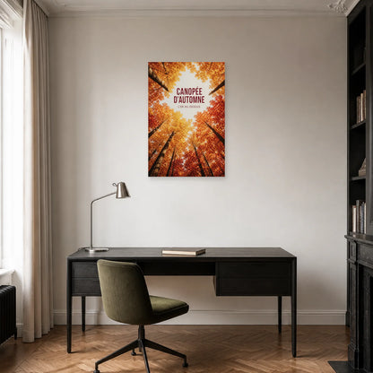 Affiche Canopée d’automne – L’or au-dessus dans un bureau - Art Virtuoso