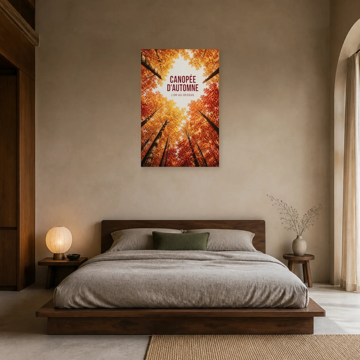 Affiche Canopée d’automne – L’or au-dessus dans une chambre - Art Virtuoso