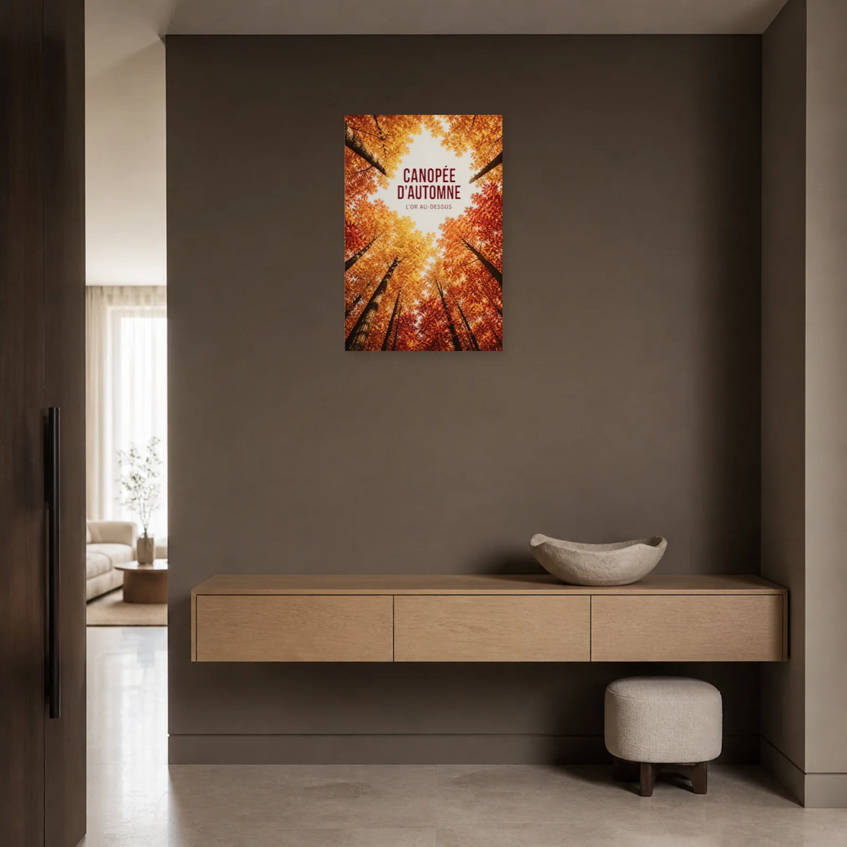 Affiche Canopée d’automne – L’or au-dessus dans une entrée ou un couloir - Art Virtuoso