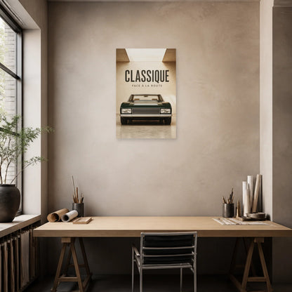 Affiche Voiture classique – Face à la route dans un bureau - Art Virtuoso