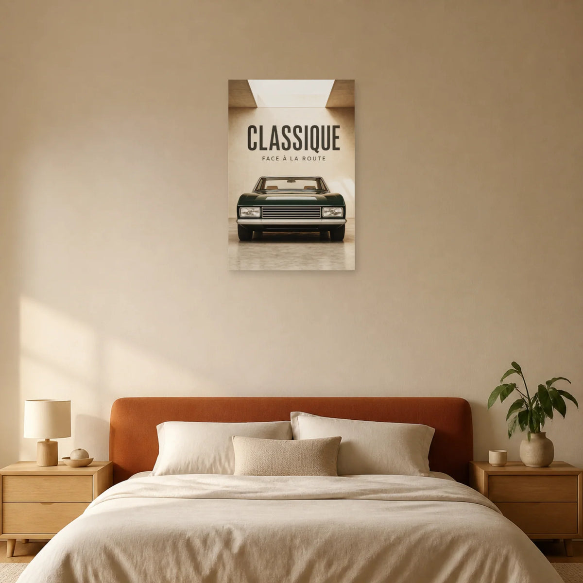 Affiche Voiture classique – Face à la route dans une chambre - Art Virtuoso