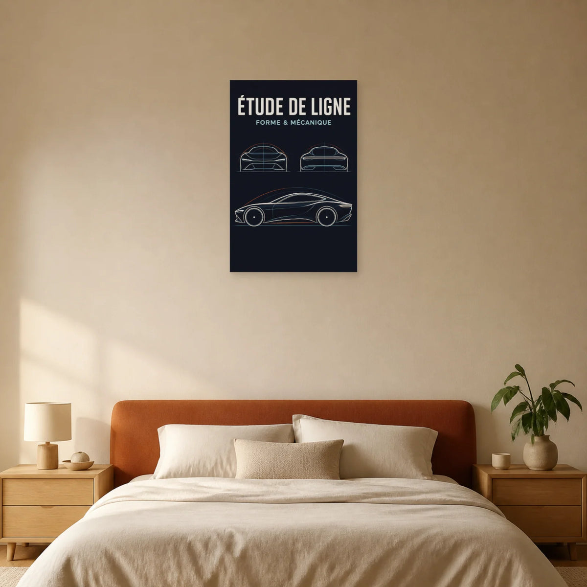 Affiche Croquis automobile – Étude de ligne dans une chambre - Art Virtuoso