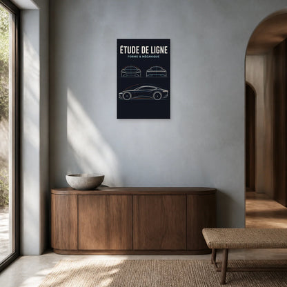 Affiche Croquis automobile – Étude de ligne dans une entrée ou un couloir - Art Virtuoso
