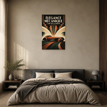 Affiche Automobile Art déco – Élégance mécanique dans une chambre - Art Virtuoso