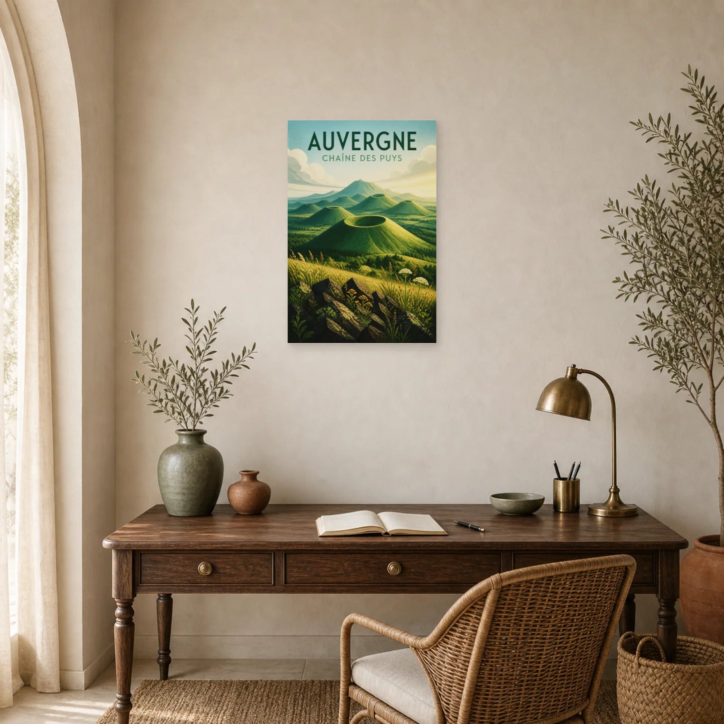 Affiche Auvergne – Chaîne des Puys dans un bureau - Art Virtuoso