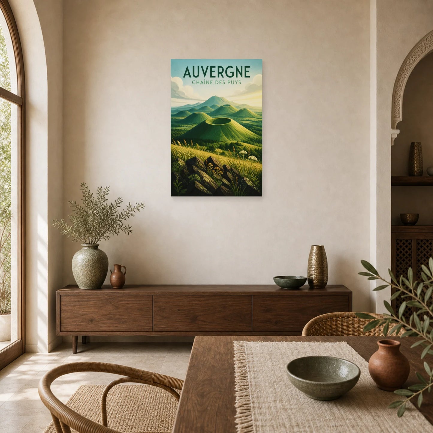 Affiche Auvergne – Chaîne des Puys dans une salle à manger - Art Virtuoso