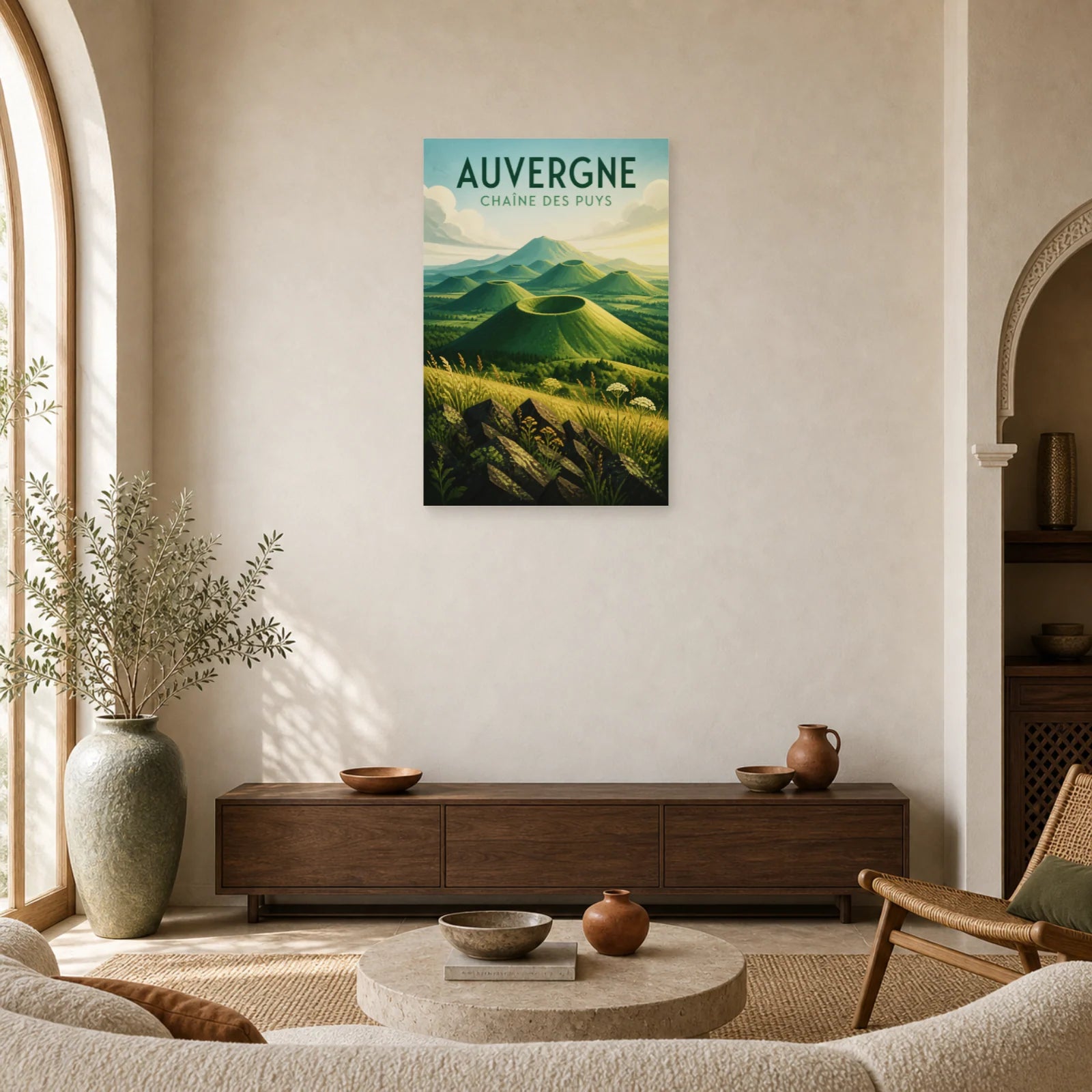 Affiche Auvergne – Chaîne des Puys dans un salon - Art Virtuoso