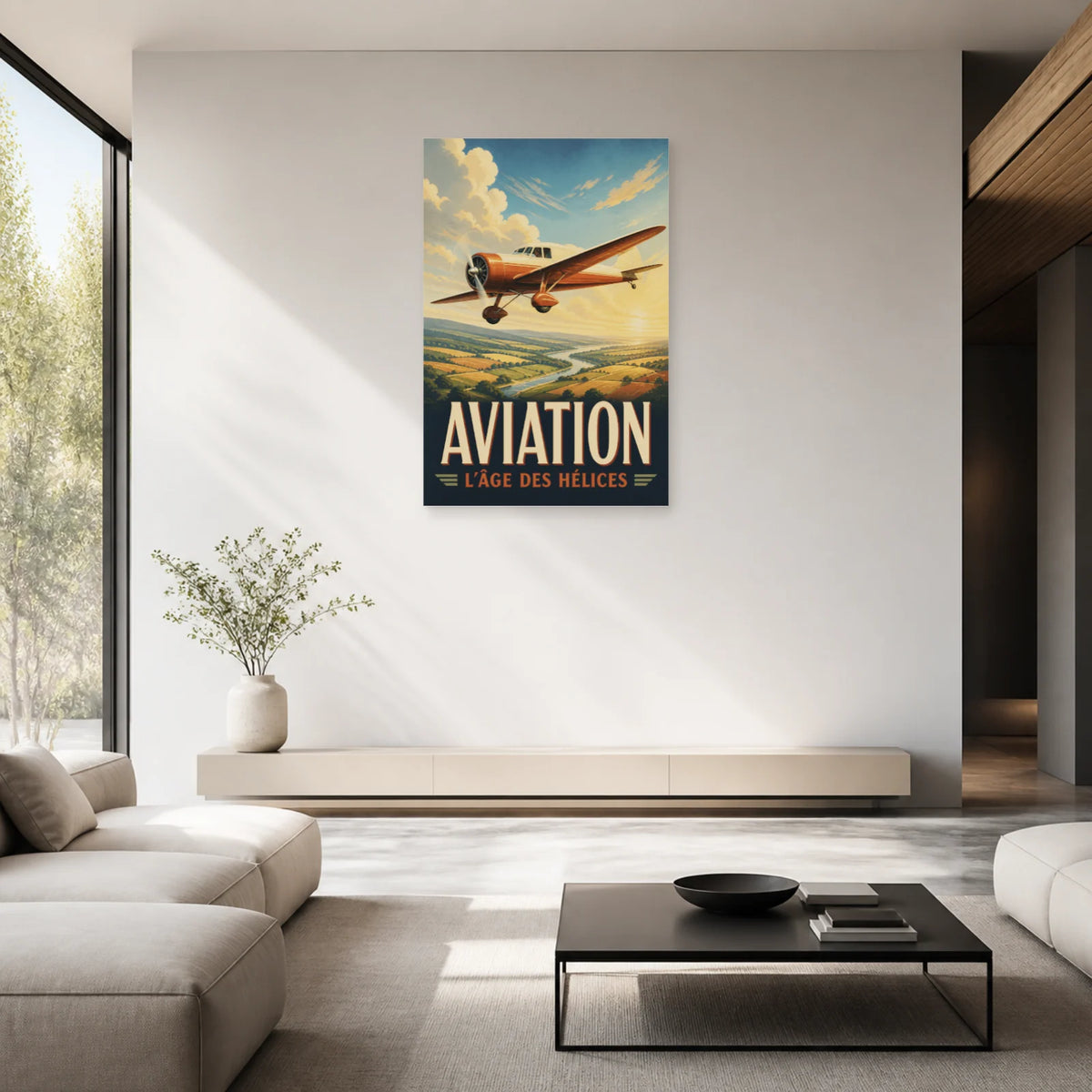 Affiche Aviation vintage – L’âge des hélices dans un salon - Art Virtuoso