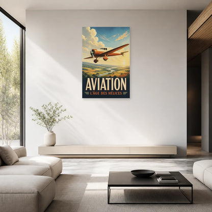 Affiche Aviation vintage – L’âge des hélices dans un salon - Art Virtuoso