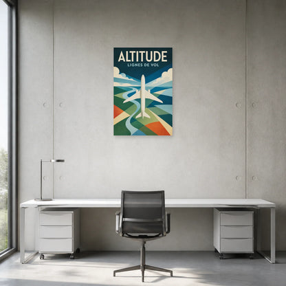 Affiche Avion géométrique – Altitude dans un bureau - Art Virtuoso