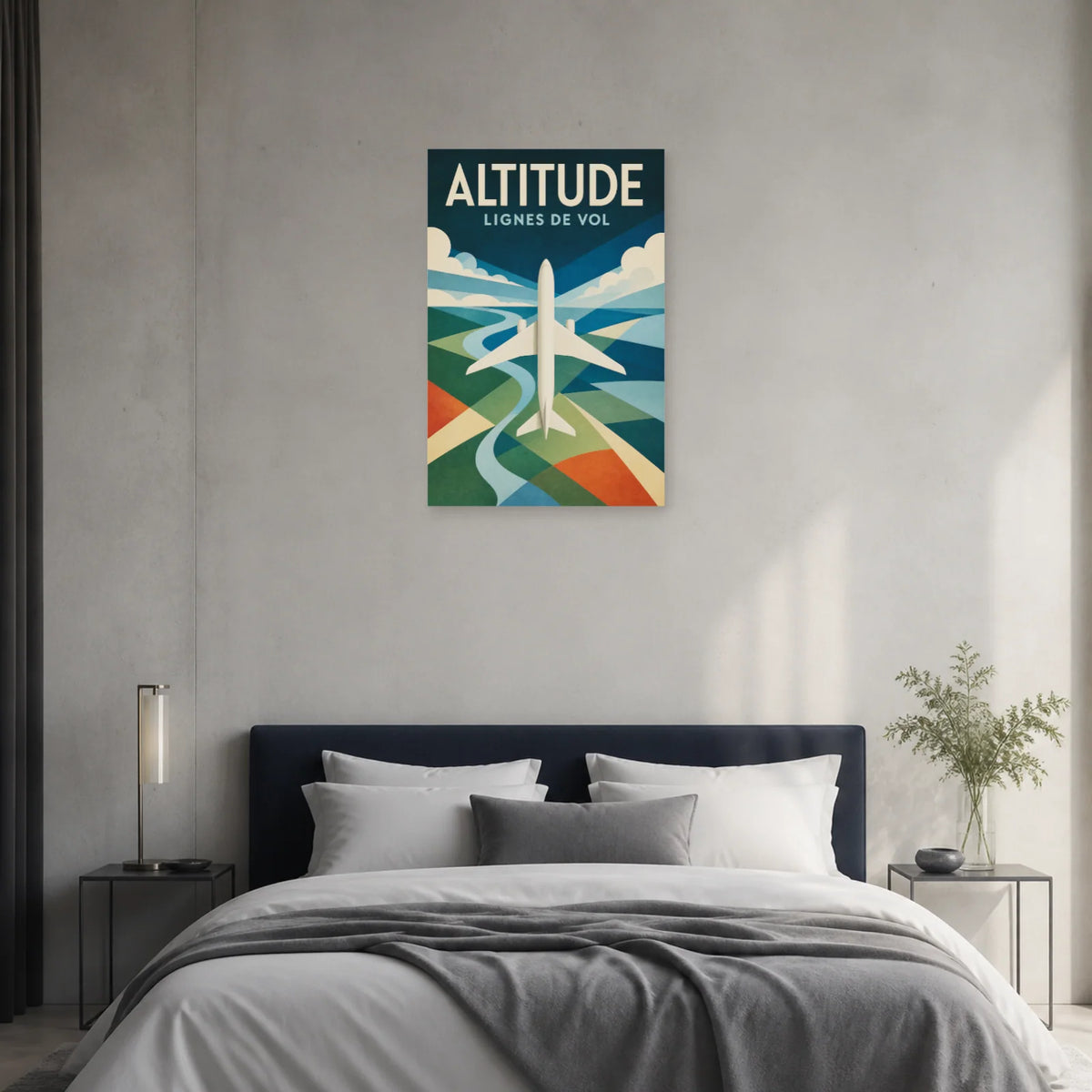 Affiche Avion géométrique – Altitude dans une chambre - Art Virtuoso