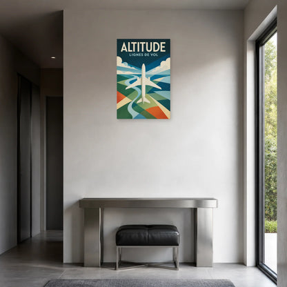 Affiche Avion géométrique – Altitude dans une entrée ou un couloir - Art Virtuoso