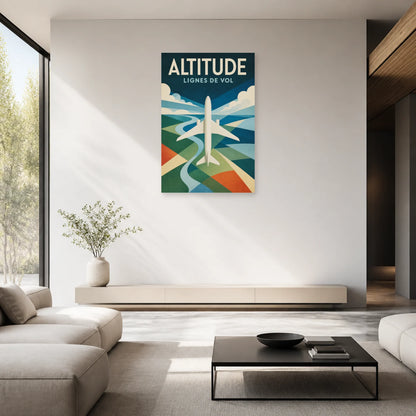 Affiche Avion géométrique – Altitude dans un salon - Art Virtuoso