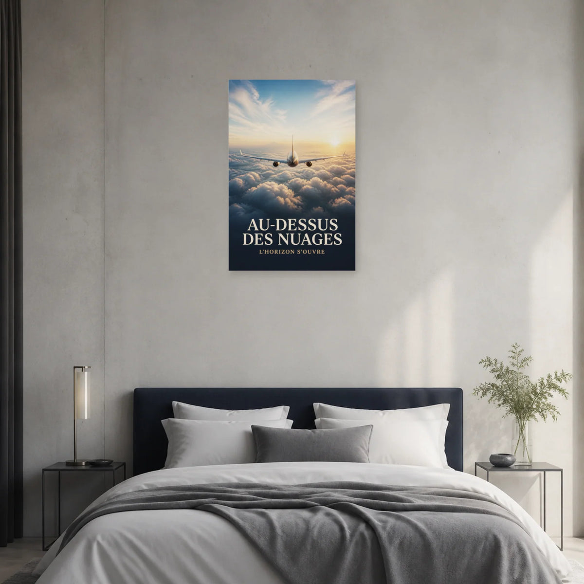 Affiche Avion au-dessus des nuages – L’horizon dans une chambre - Art Virtuoso