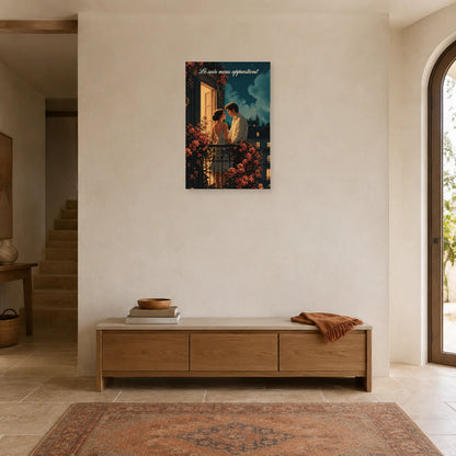 Affiche Le soir nous appartient - Rendez-vous au balcon dans une entrée ou un couloir - Art Virtuoso
