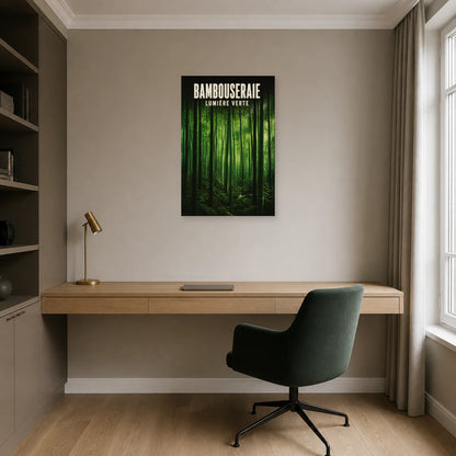 Affiche Bambouseraie – Lumière verte dans un bureau - Art Virtuoso