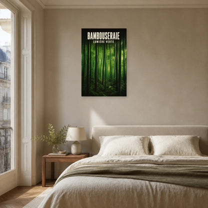 Affiche Bambouseraie – Lumière verte dans une chambre - Art Virtuoso