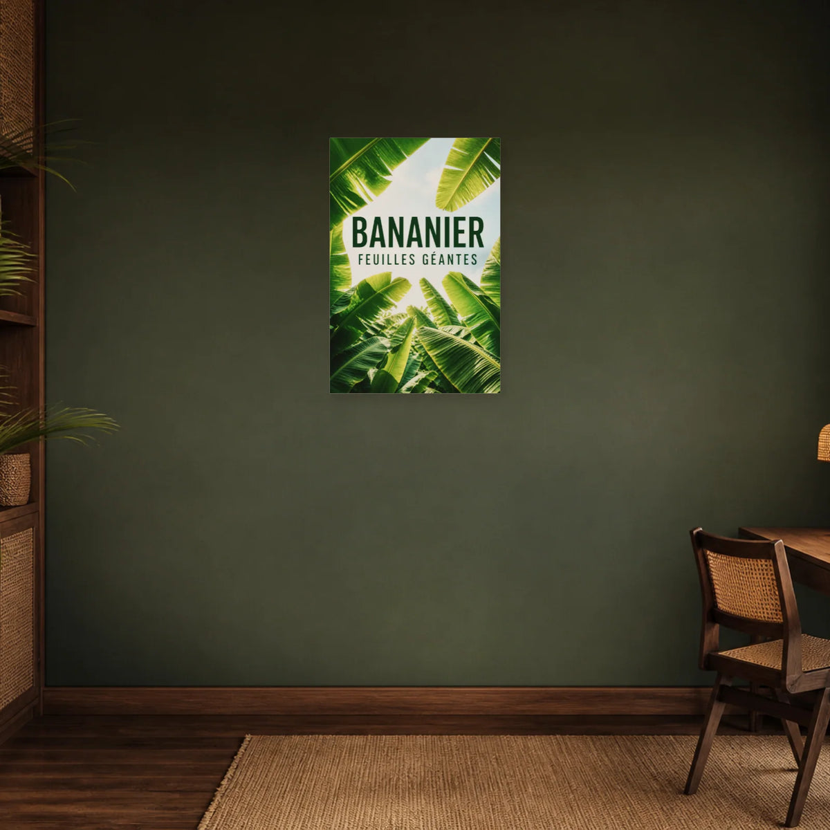 Affiche Bananier – Feuilles géantes dans un bureau - Art Virtuoso