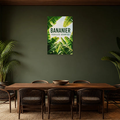 Affiche Bananier – Feuilles géantes dans une salle à manger - Art Virtuoso