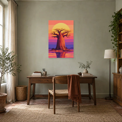 Affiche Baobab – Soleil doré dans un bureau - Art Virtuoso