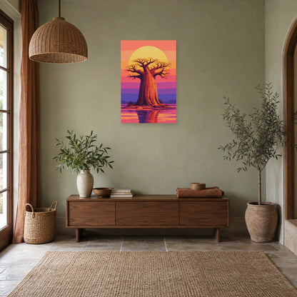 Affiche Baobab – Soleil doré dans une entrée ou un couloir - Art Virtuoso
