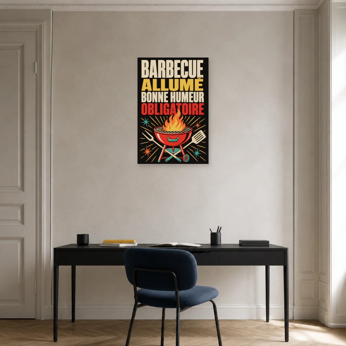 Affiche Barbecue allumé – Bonne humeur obligatoire dans un bureau - Art Virtuoso