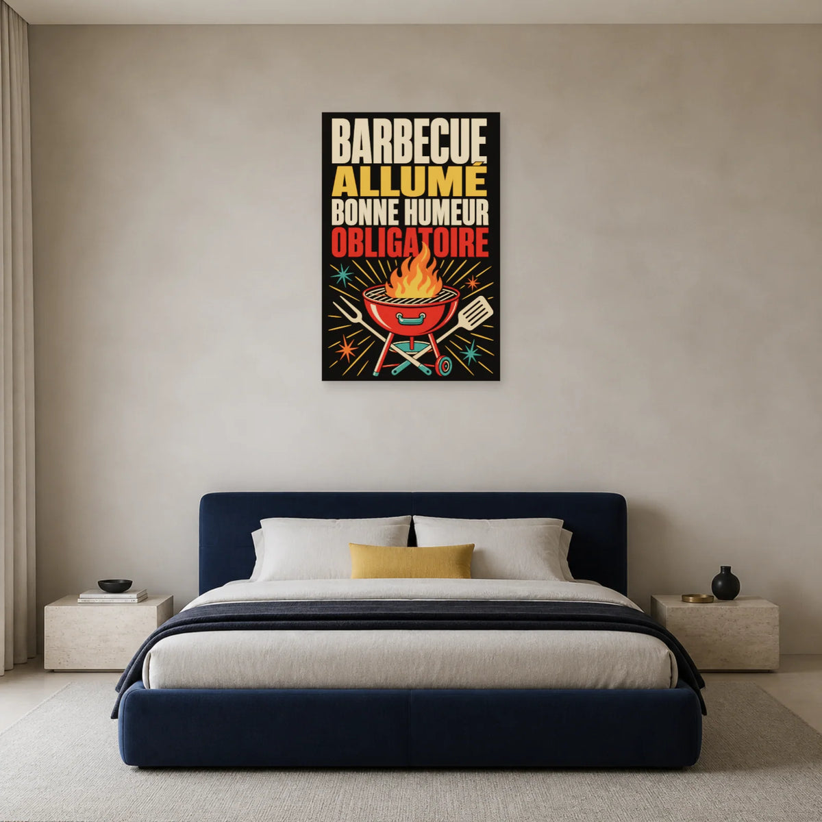 Affiche Barbecue allumé – Bonne humeur obligatoire dans une chambre - Art Virtuoso