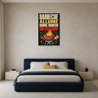 Affiche Barbecue allumé – Bonne humeur obligatoire dans une chambre - Art Virtuoso